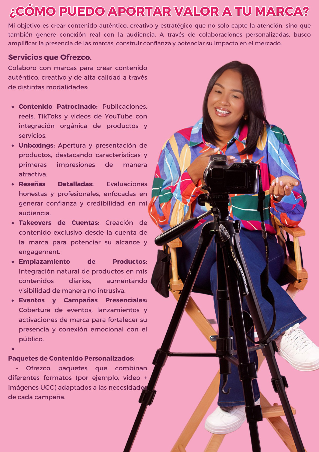 Media Kit NahiomiTV — página 3: servicios y cómo aporto valor a tu marca